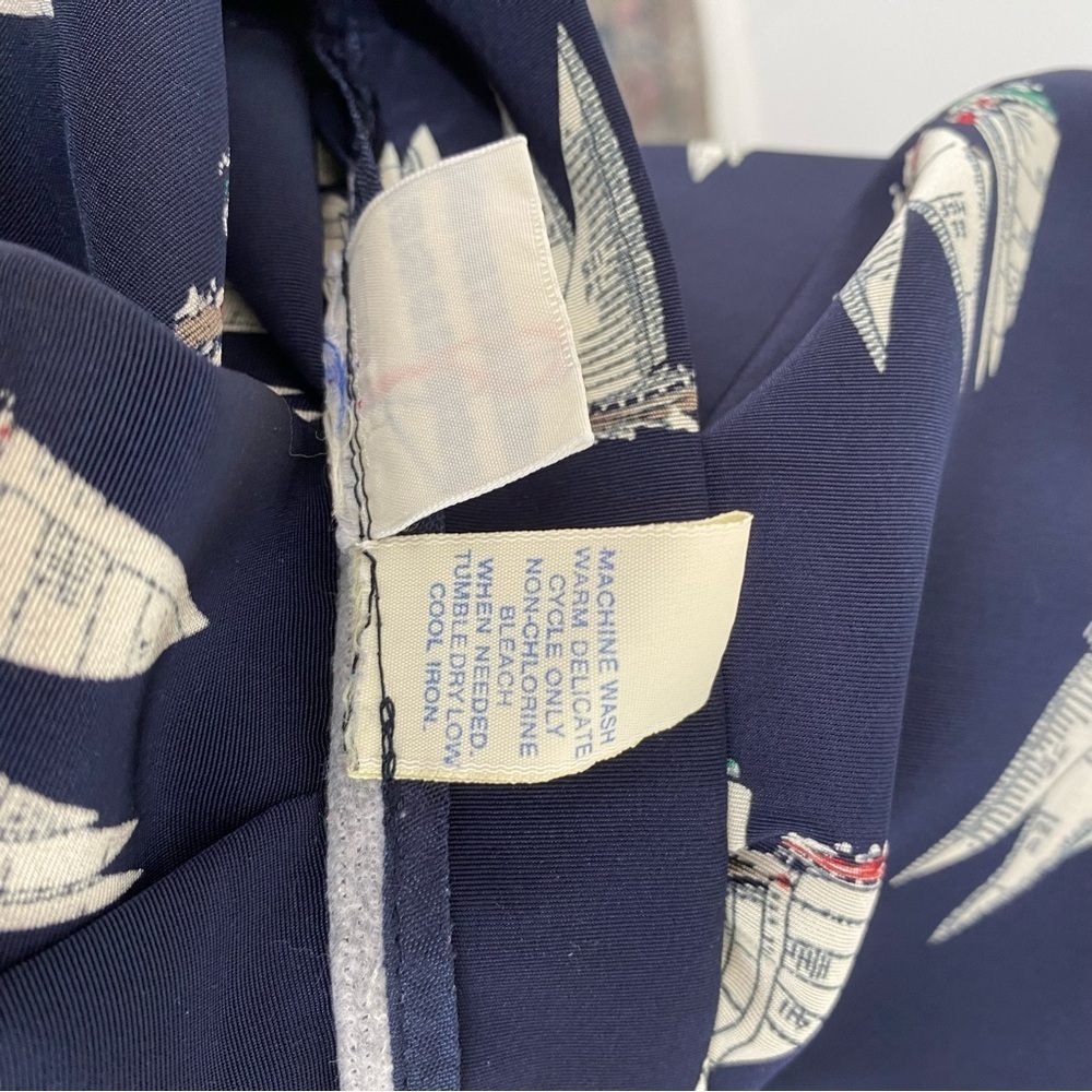 J.G. Hook Womens Midi Skirt 29” W Navy White Sailboat Pleated Nautical Pockets * - Picture 15 of 16